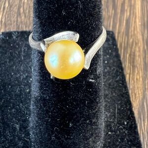 Vintage Cultured Pearl Sterling Silver Ring Size 4 3/4” B6
